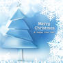 Light Blue Christmas Tree and Snowflake Background