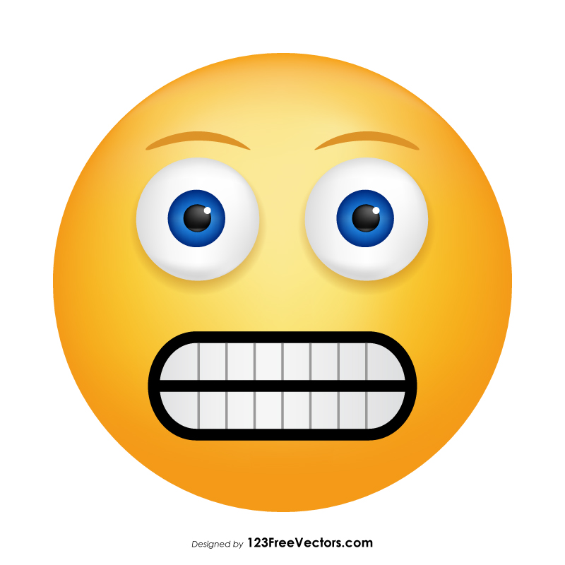 Scared emoji face character Royalty Free Vector Image