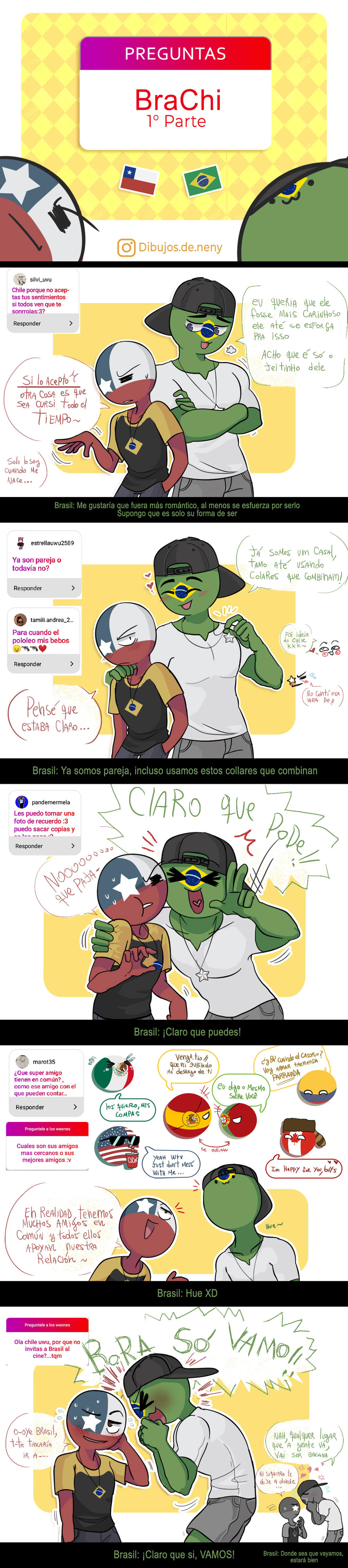Countryhumans brazil and Chile with in the sky to night all dtiys  @dibujos.de.neny…