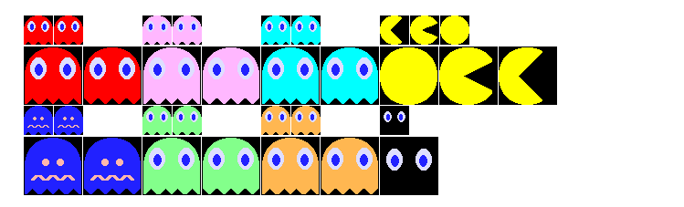 16 bit and 32 bit Pac-Man And Ghosts Sprites by DeluxePac-Man on DeviantArt