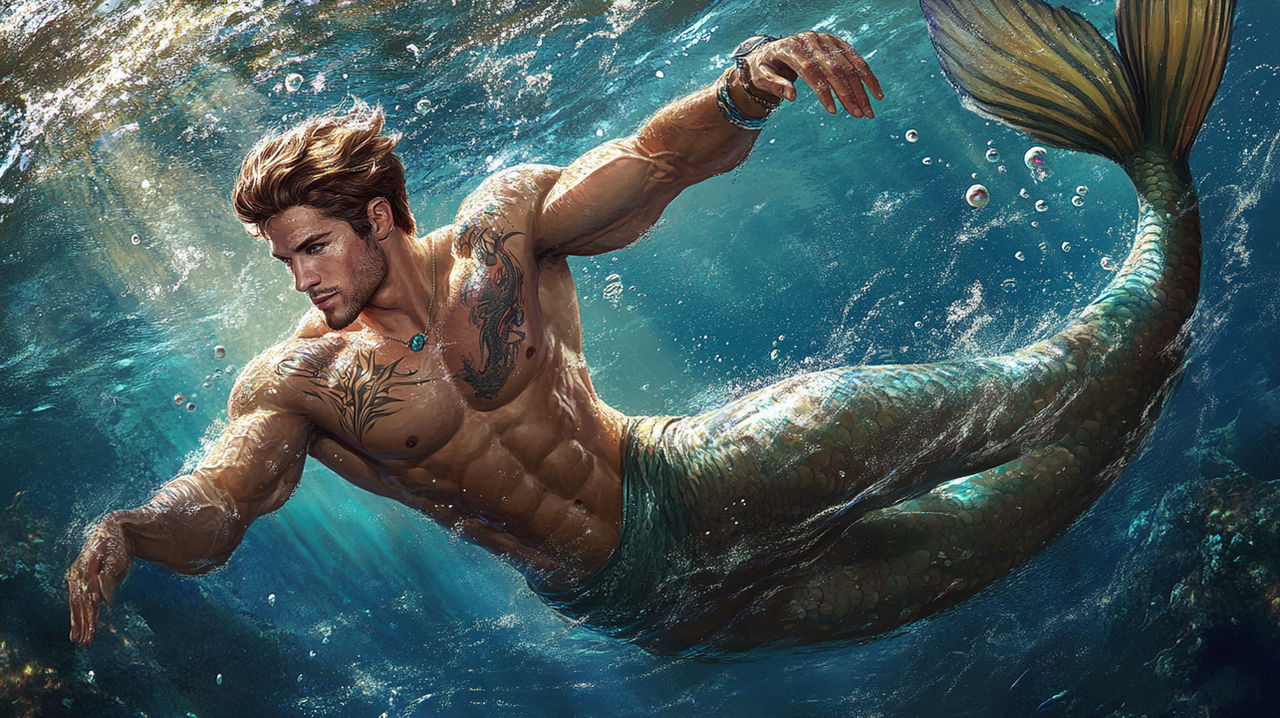 Mermen Center A Young Male Merman by DirtyMocha67 on DeviantArt