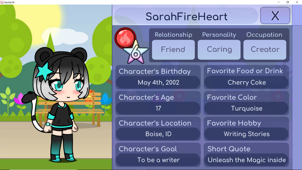 Sarahfireheart S Character Design Gacha Life Ver By Silverfirepaw2015 On Deviantart
