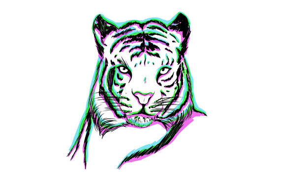 Tiger vaporwave background