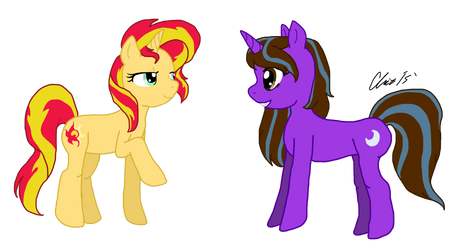 Sunset Shimmer and River Starshine (ponies)