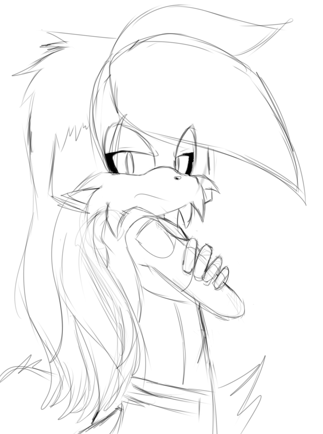 Angry-ish Aoi rough sketch