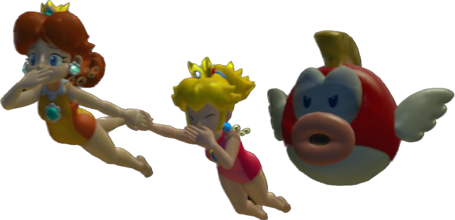 Daisy And Peach Swim Away With Cheep Cheep by LandyEdme95 on DeviantArt