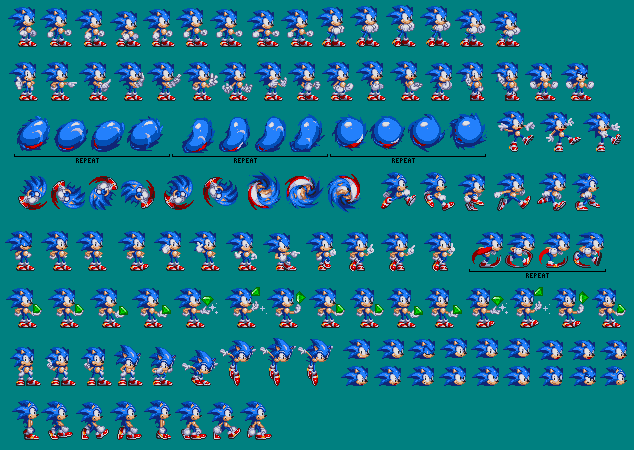 Young Dreamcast Sonic Sprite Sheet. 