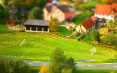 Football-ground tilt shift