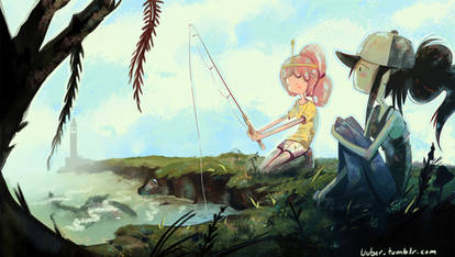 Marceline and PB fishing