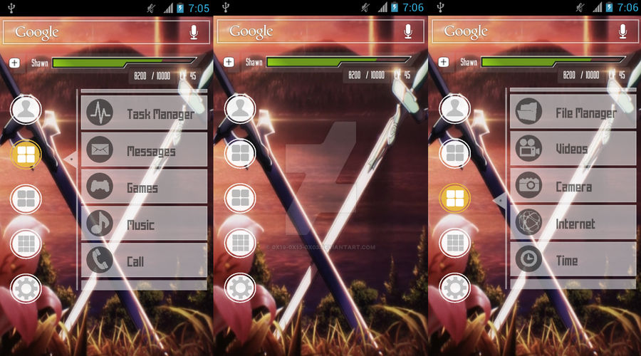 Sword Art Online UI on Android ICS