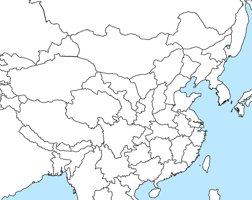 East Asia Map blank (with original borders China) by StephenFisher on