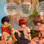 Four jungle boys resting on the crocodile