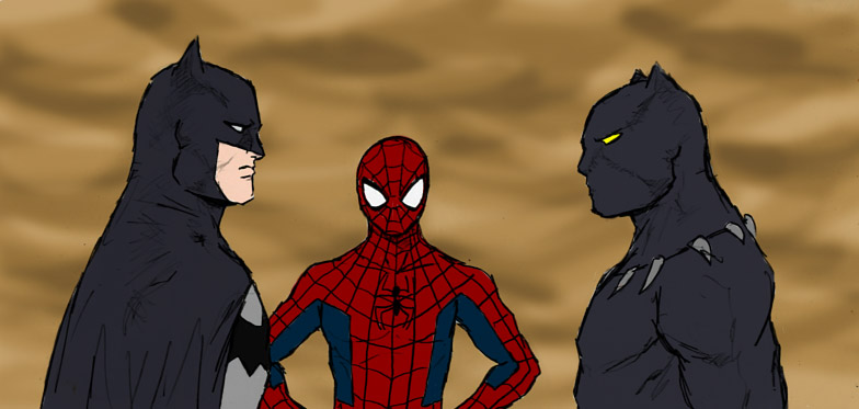 Batman and Black Panther staredown by spriteman1000 on DeviantArt
