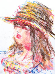 Straw Hat 2014 Pastel by Manabu-Sawada