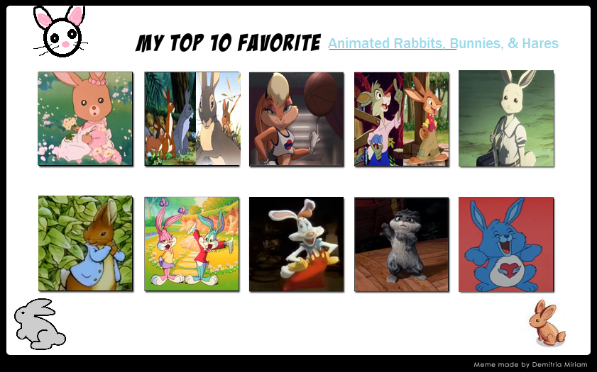 My top 10 animated rabbits meme by Energywitch on DeviantArt