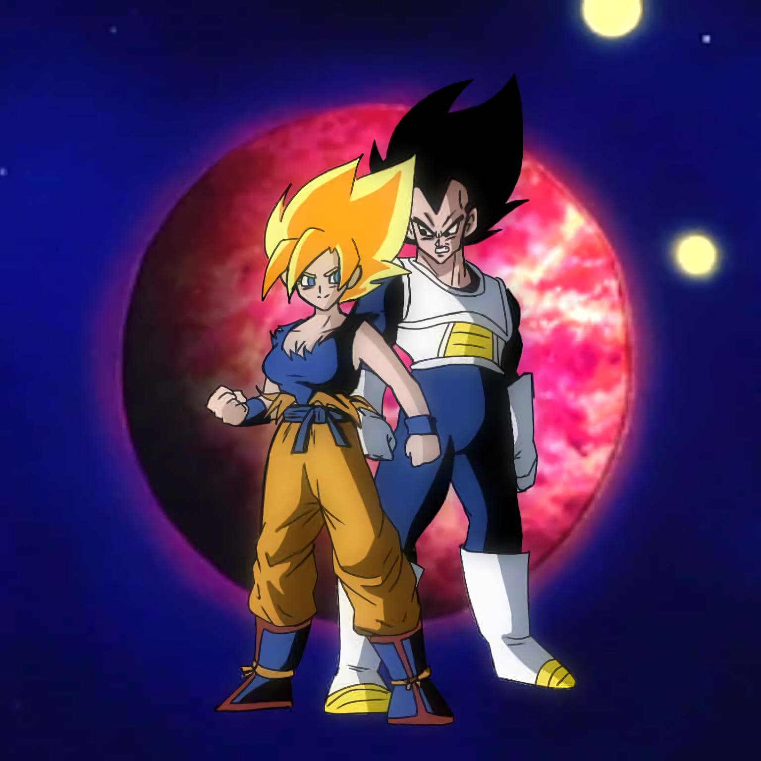 goku mujer y vegeta saiyajins by retornadomk on DeviantArt