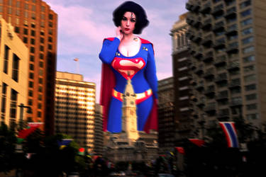 Mega Giantess SuperWoman Attacks  Philly