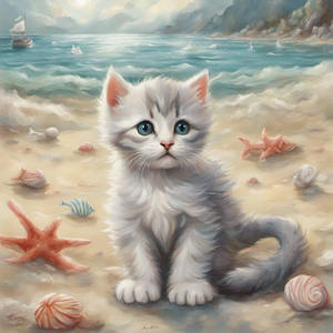 Kitten on the Beach