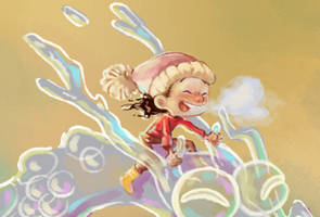 Winter Girl on Bubble Dragon