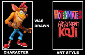 Crash Bandicoot was drawn in HM/AJ style