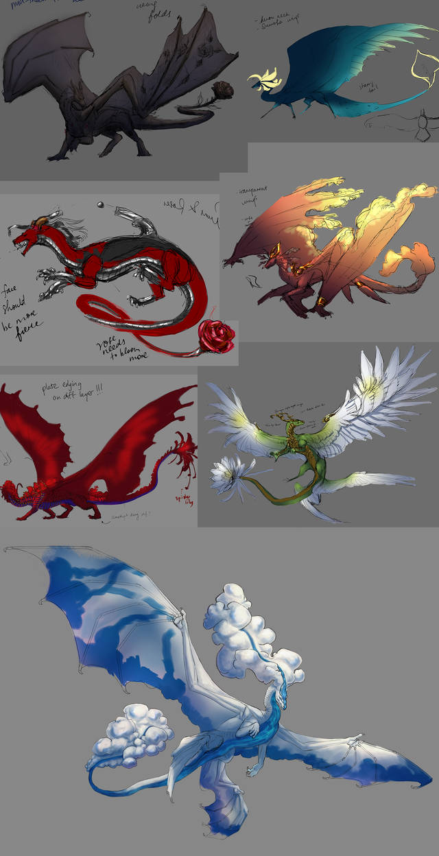 Dragon Designs Sketchdump 1 by Dai-rannosaurus on DeviantArt