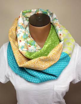 Orange and Aqua Fat Quarter Cowl