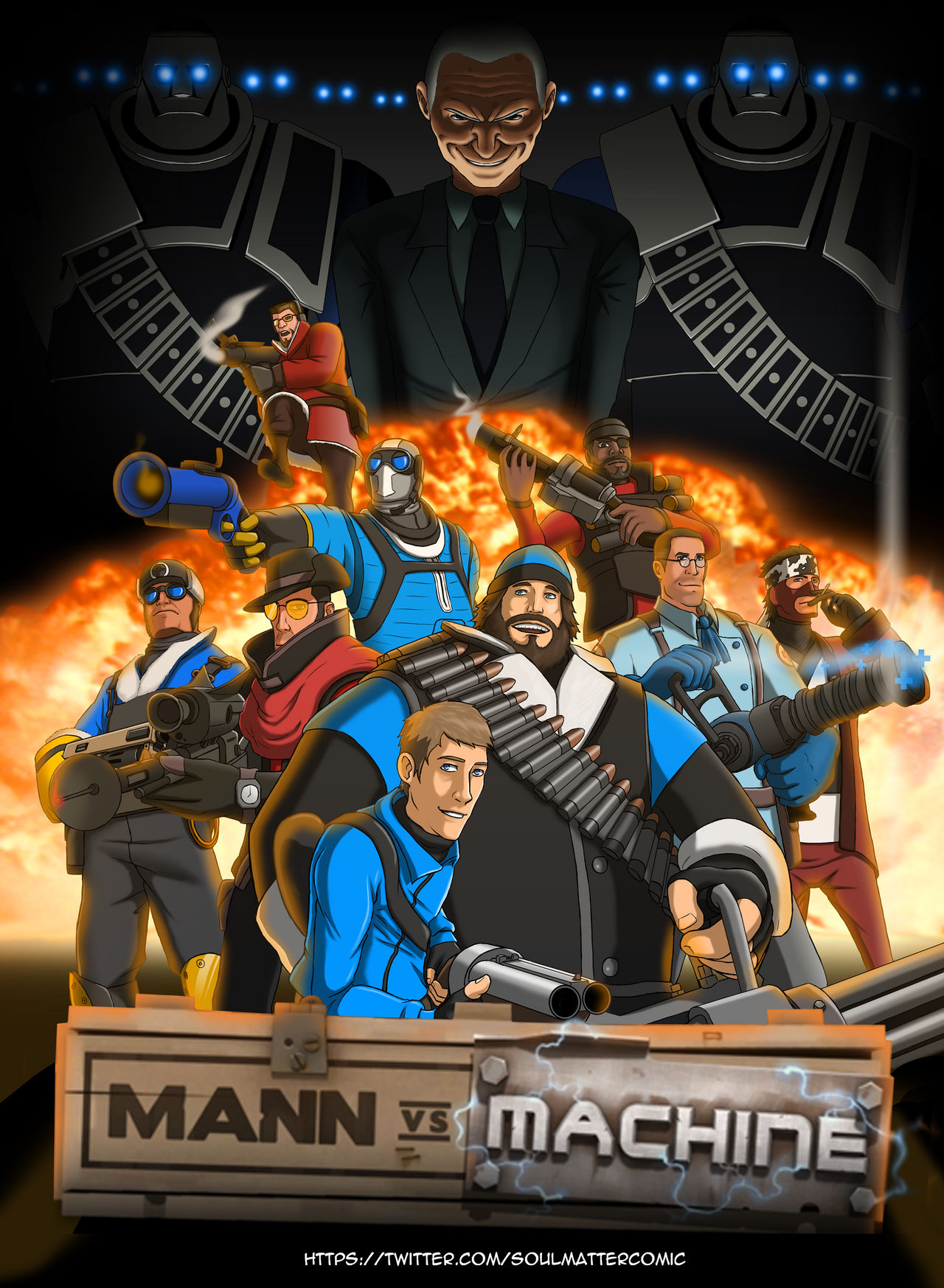TF2 Mann vs. Machine promotional poster reimagined by NightinGery on ...