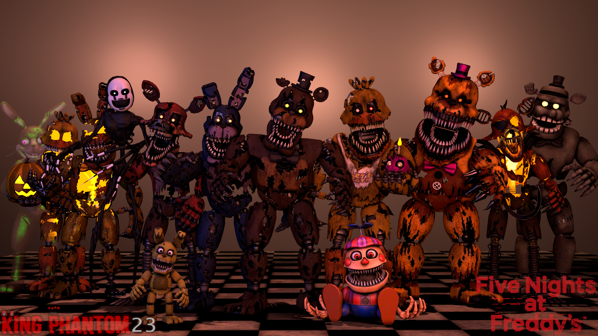 fnaf sfm) fnaf 6 animatronics(remake) by sammy2005