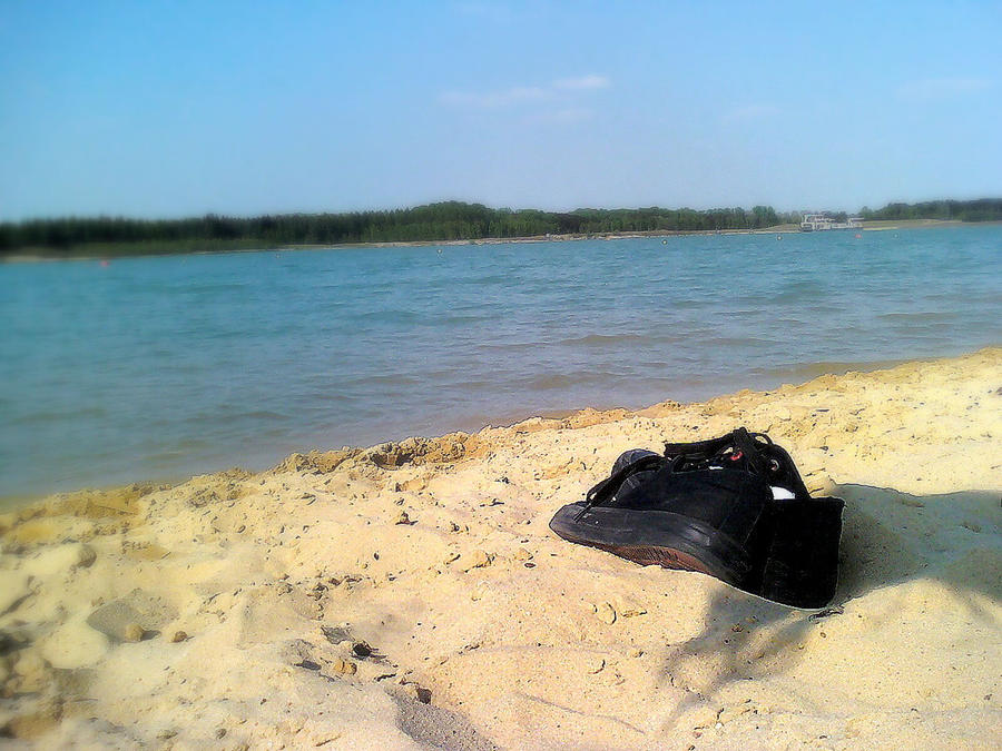 water,beach and shoes