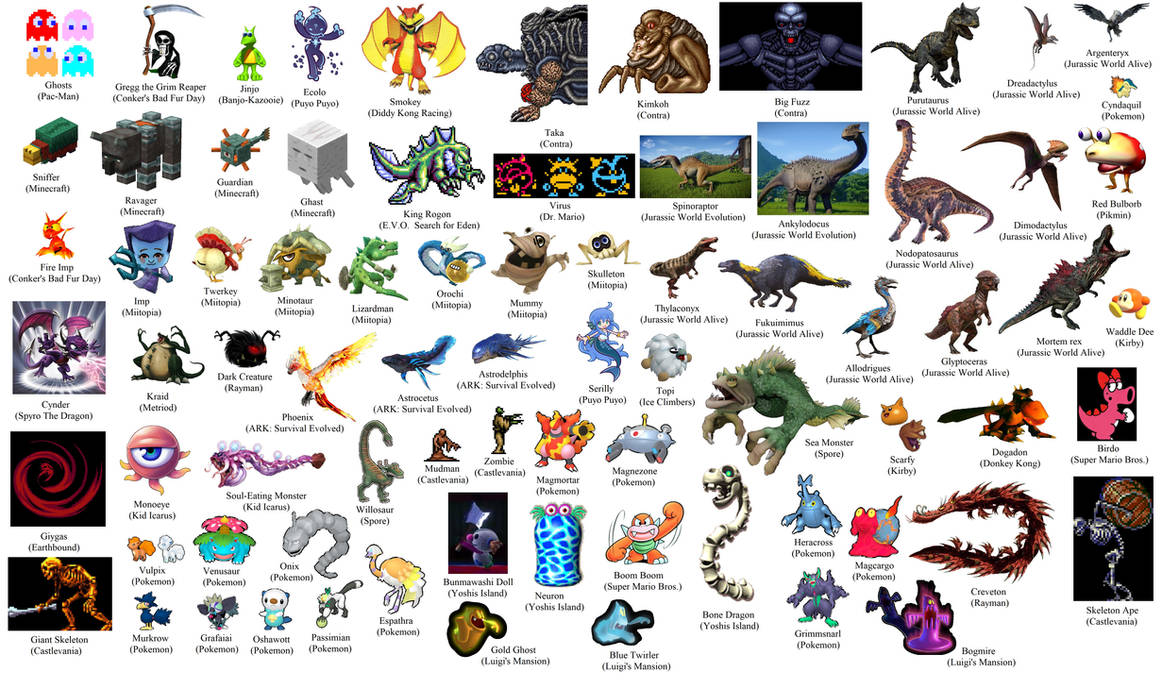 Tribute to Video Game Monsters part 2 by NaturalistWarrior on DeviantArt