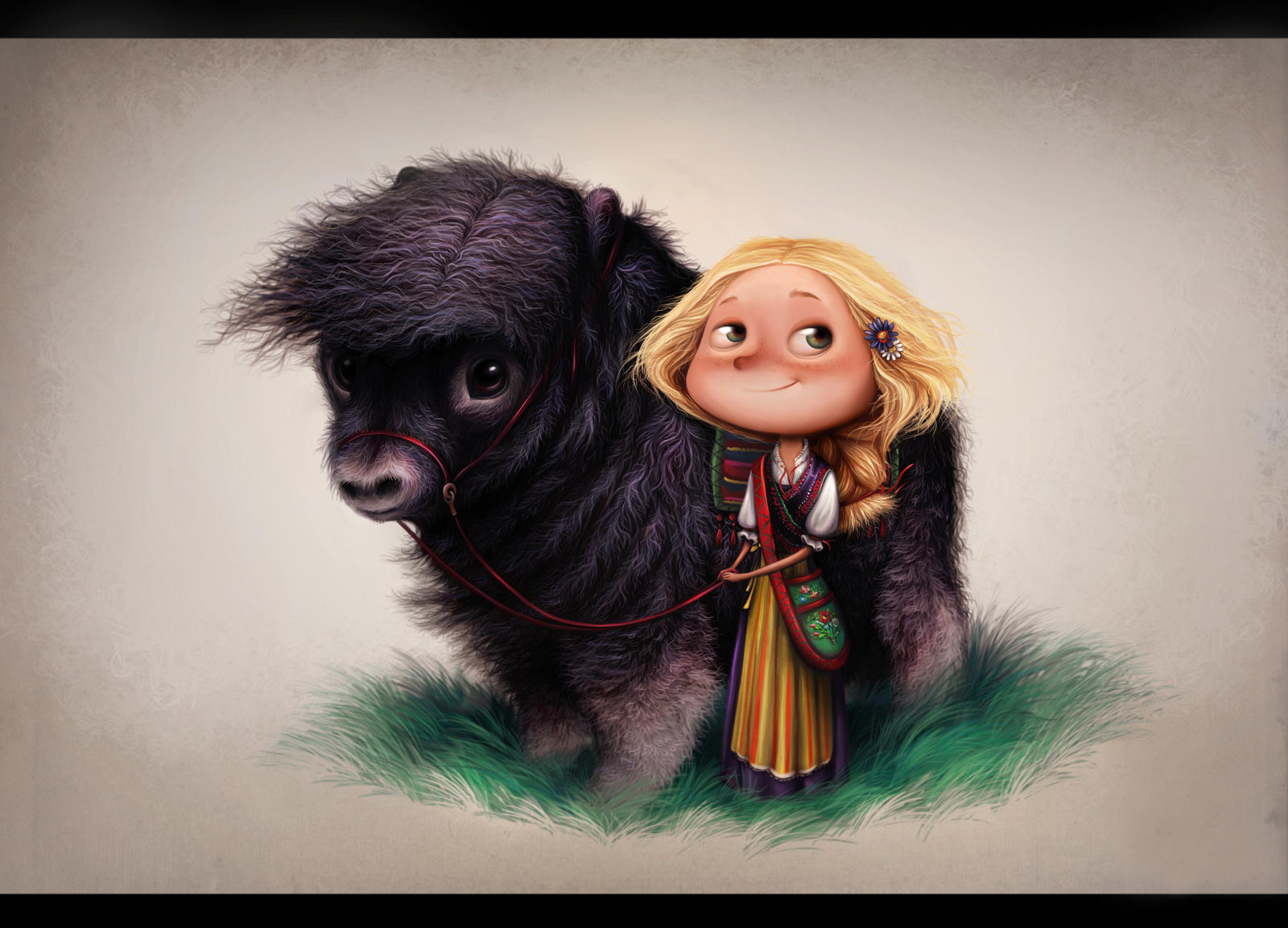 Girl with muskox