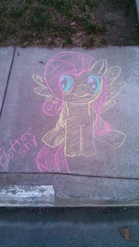 fluttershy chalk drawing