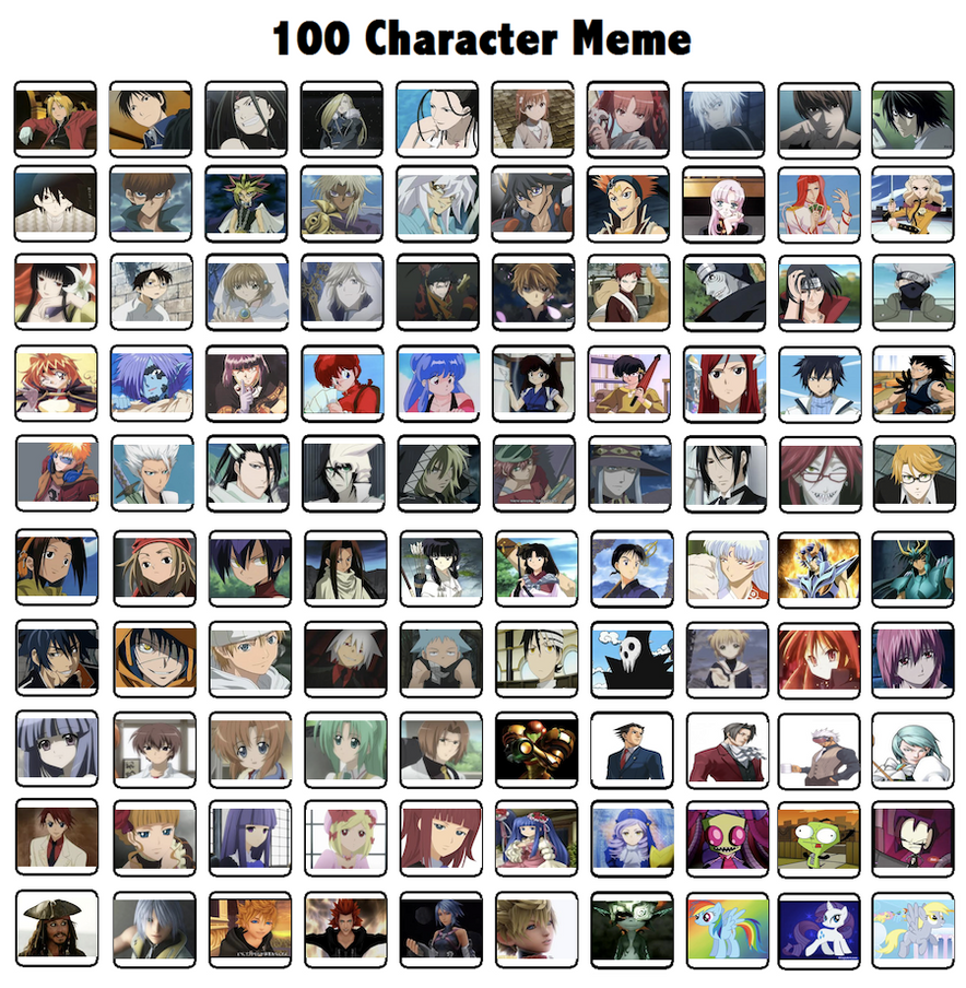 Memes characters. 100 Character meme. Meme characters.