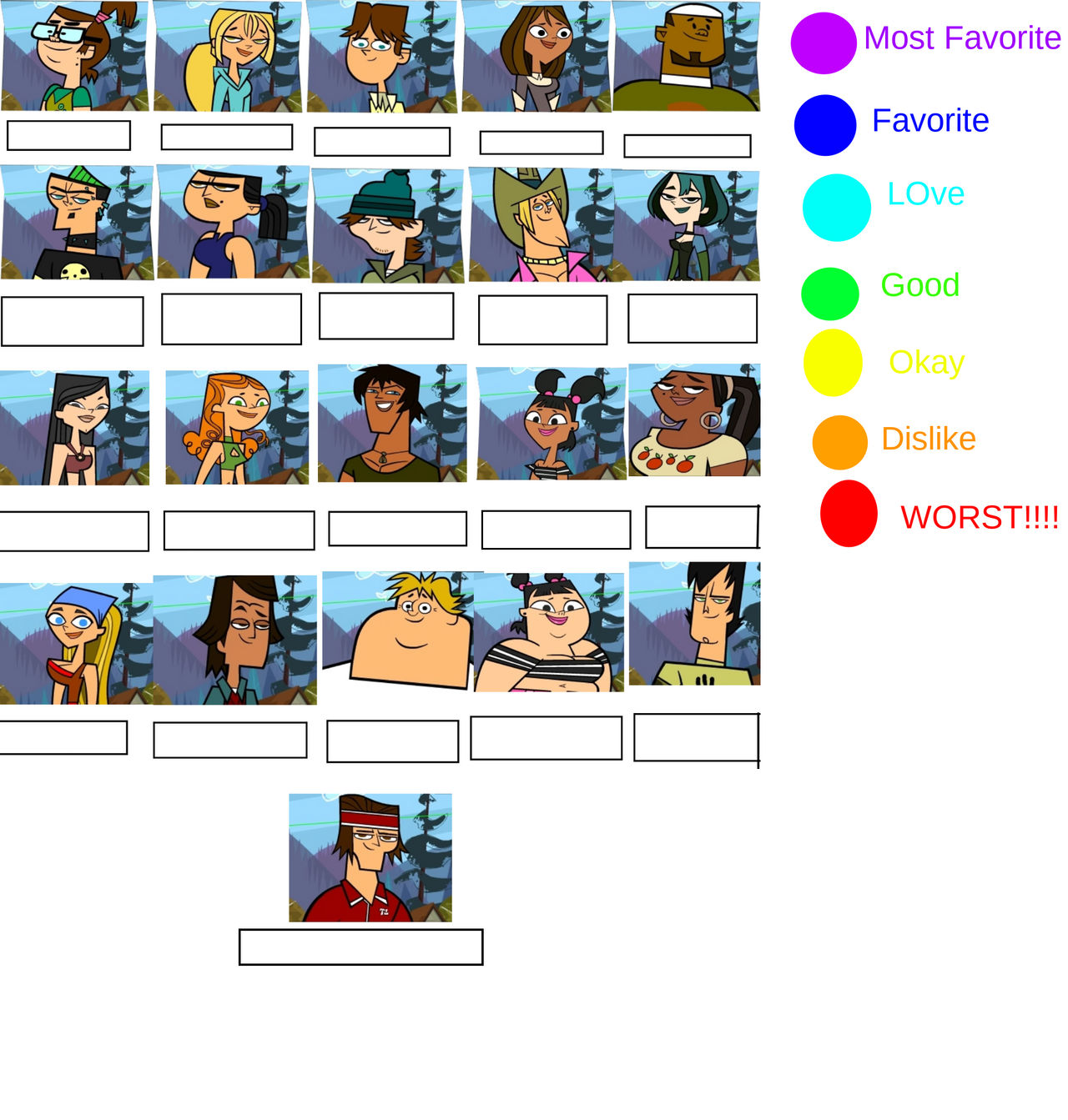 Rank Box of Total Drama Characters Template by Markendria on DeviantArt