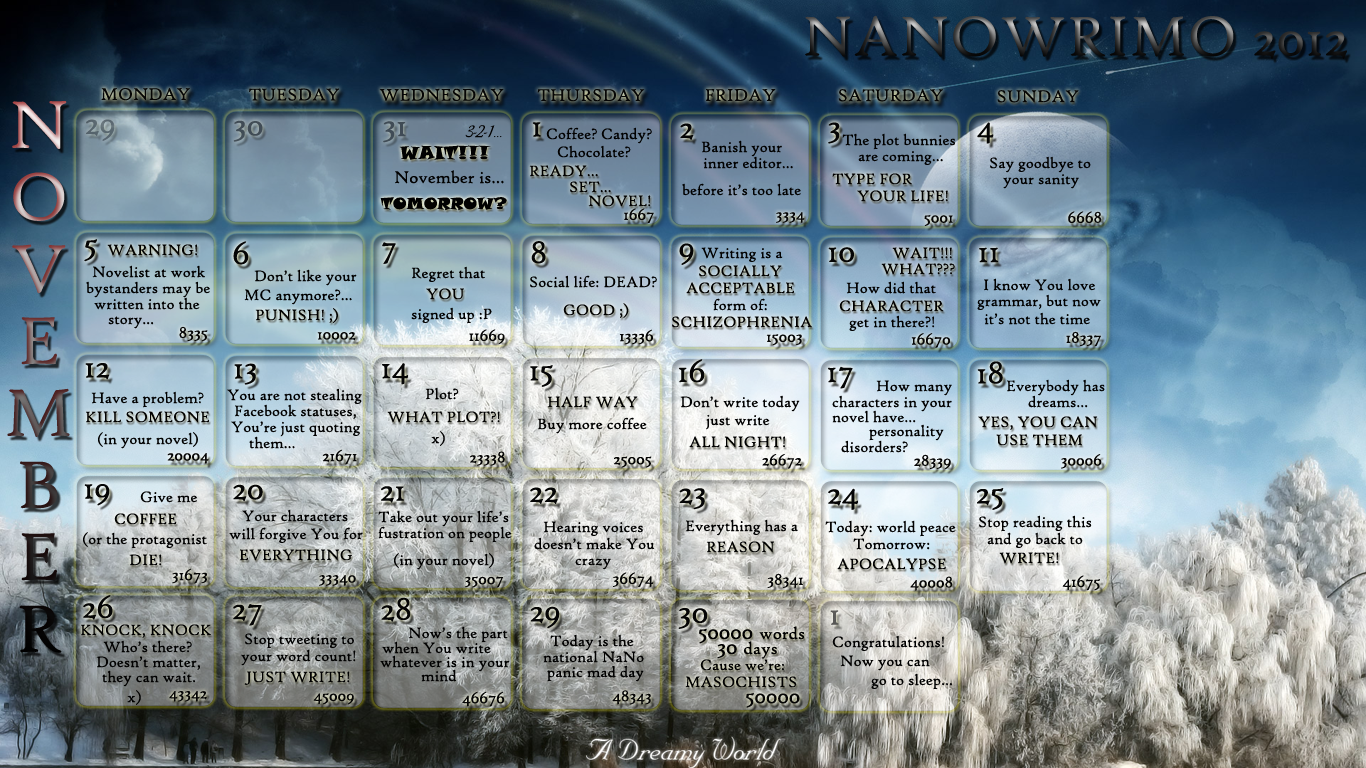 NaNoWriMo 2012 Calendar 02