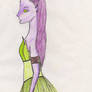 Purple elf in a green dress