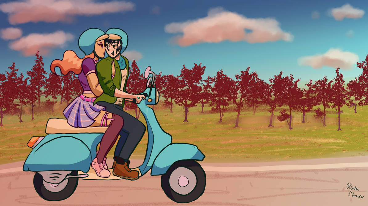 Lover Ride Art Romantic Bike Ride by CreariaOfficial on DeviantArt