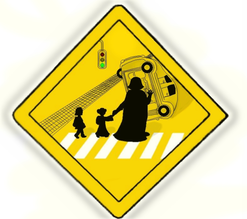 Children crossing Vader style