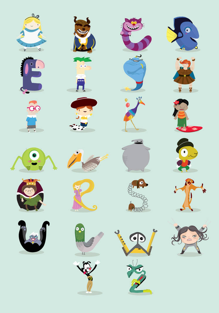 Animated characters alphabet