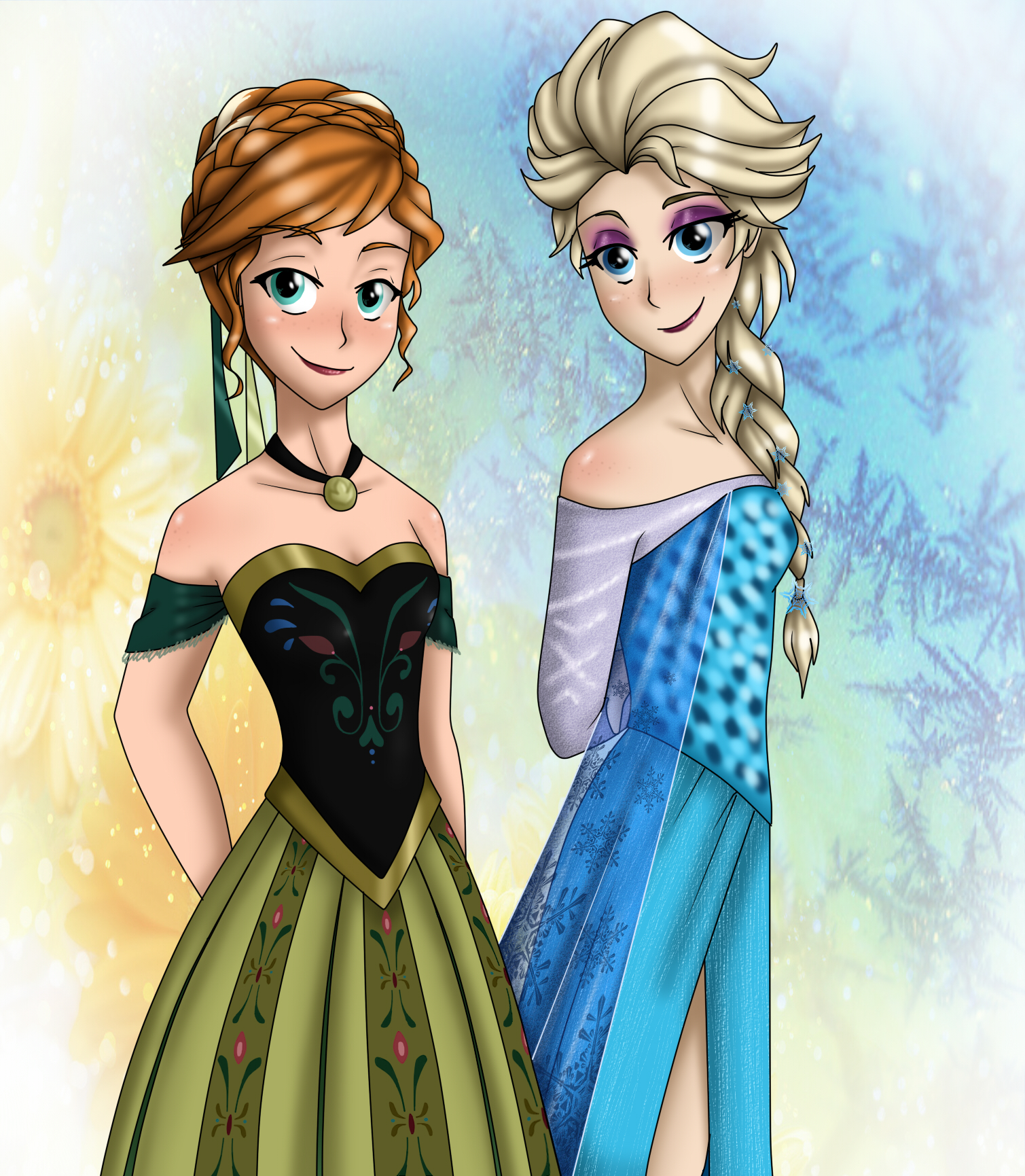 Elsa And Anna Anime By Namygaga On Deviantart