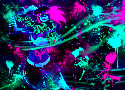 Akali Neon Airbrush Wallpaper