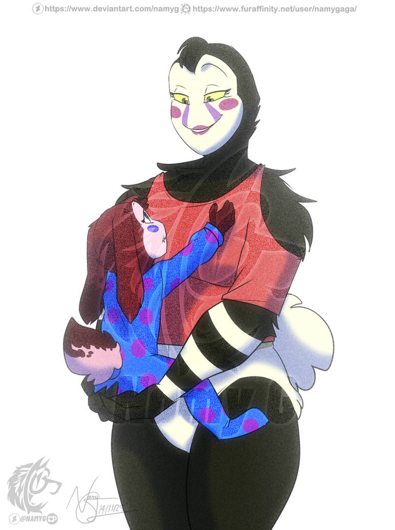 Enigma Riddler Daughter COMMISSION_Enigma with her daughter by NamyG on DeviantArt