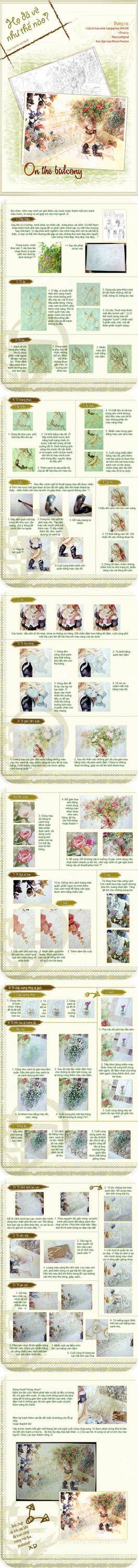 On the balcony - watercolor tutorial