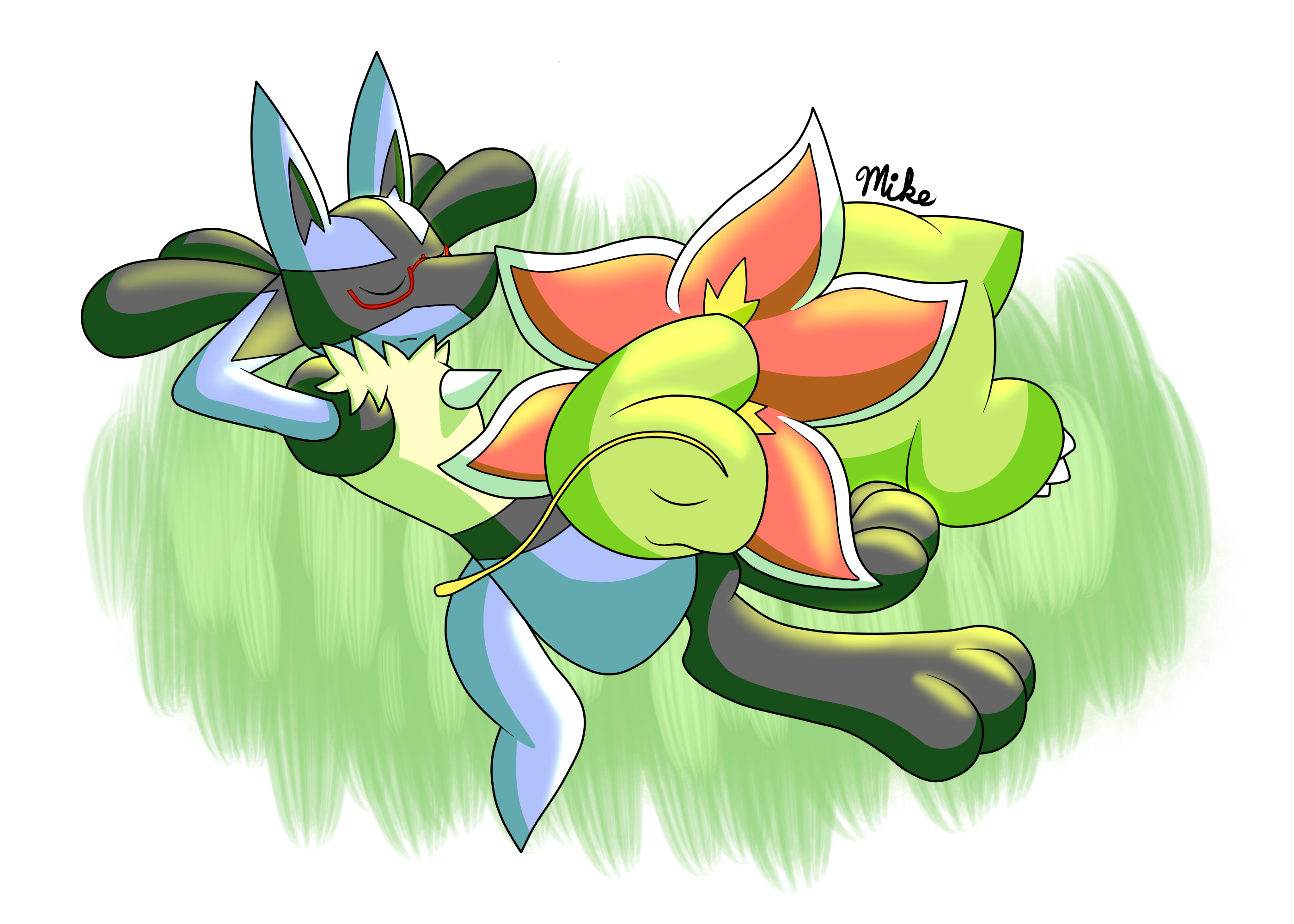 Lucario and Meganium