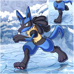 Lucario running on Ice (Commission)