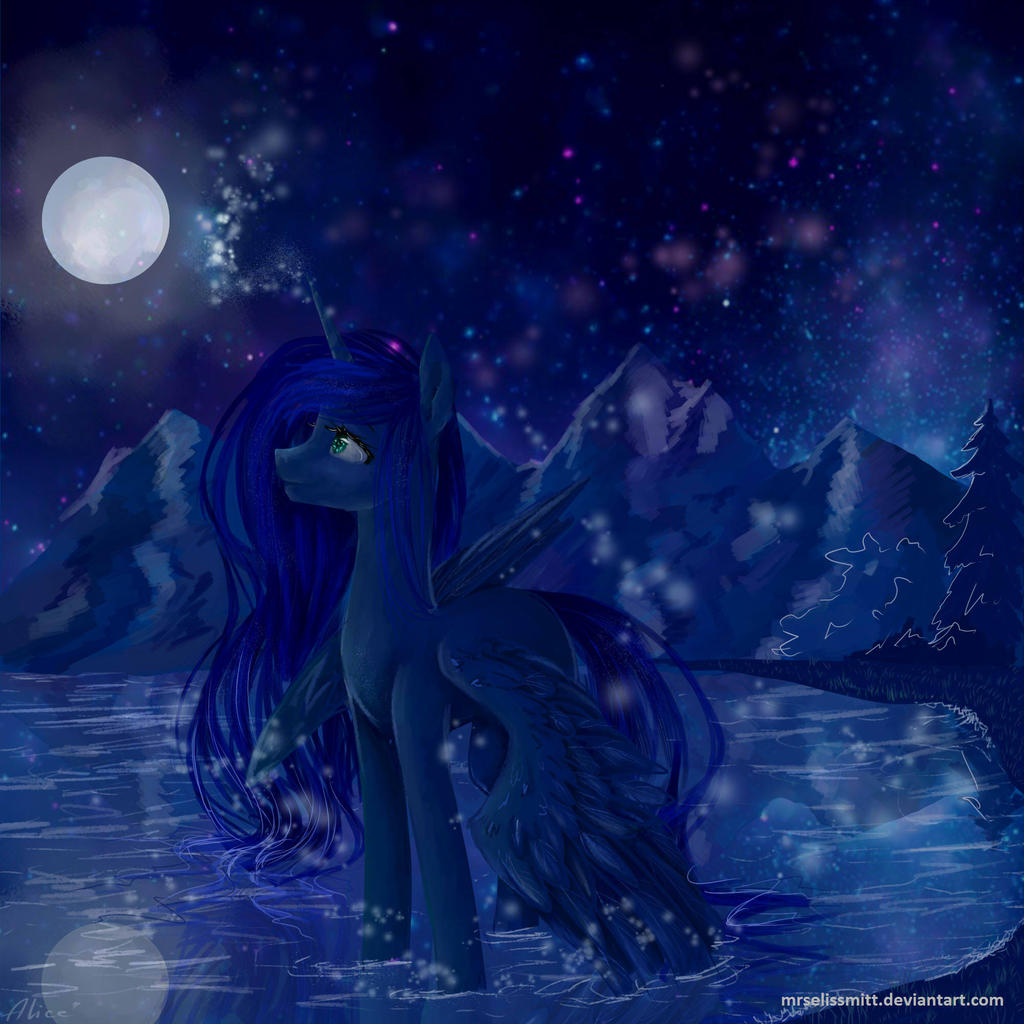 Luna at night.