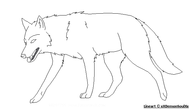 wallpapers Wolf Base Drawing Walking walking wolf lineart by xxdemonsoulxx