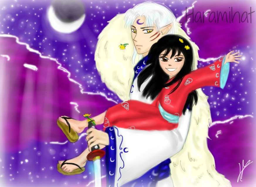 Purple Sky_Rin and Sesshomaru