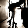 silhouette of a rollergirl