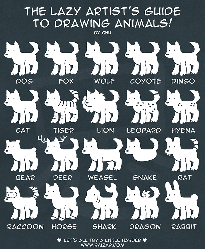 The Lazy Artist's Guide to Drawing Animals by raizy on DeviantArt The Lazy Artist's Guide to Drawing Animals by raizy on DeviantArt
